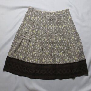 4/$14 LOFT womens ANN TAYLOR cream BROWN yellow FLORAL boho CAREER skirt SIZE 8
